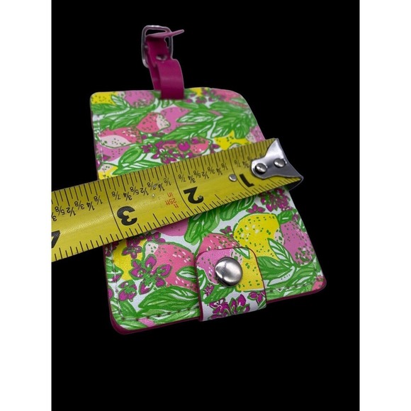 Lilly Pulitzer ID Photo Travel Card Case Tag Pink Green Yellow Tropical Clip On - Picture 5 of 7